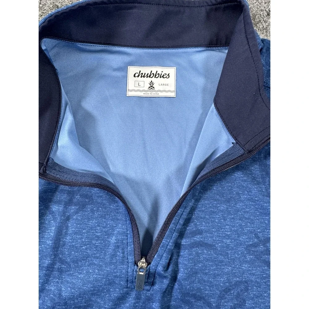 Chubbies Men's Large Blue Tropical Print 1/4 Zip Pullover Performance Golf
